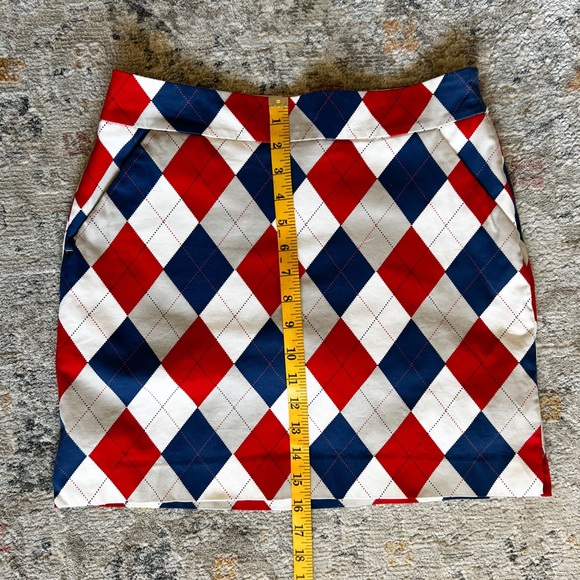 Loudmouth Women’s Vintage Argyle Red Blue Mini Golf Skirt Skort w/Pockets Size 4 - Picture 2 of 11